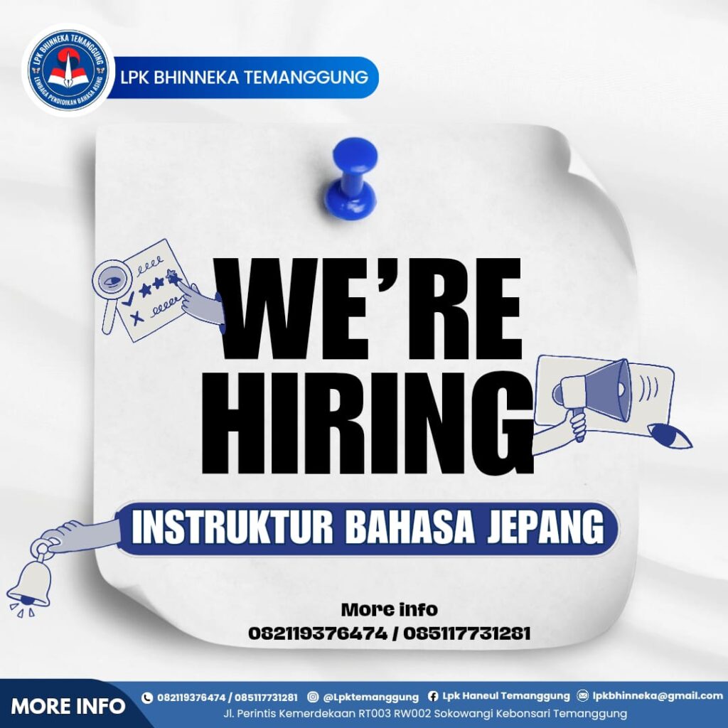 We Are Hiring - Instruktur Bahasa Jepang